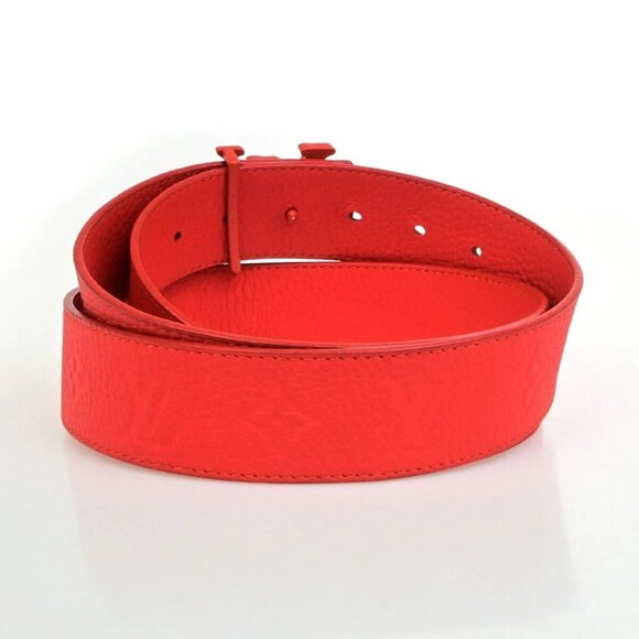LOUIS VUITTON Ceinture LV Shape Belt 98/38 Taurillon Leather Red MP238 89RL093